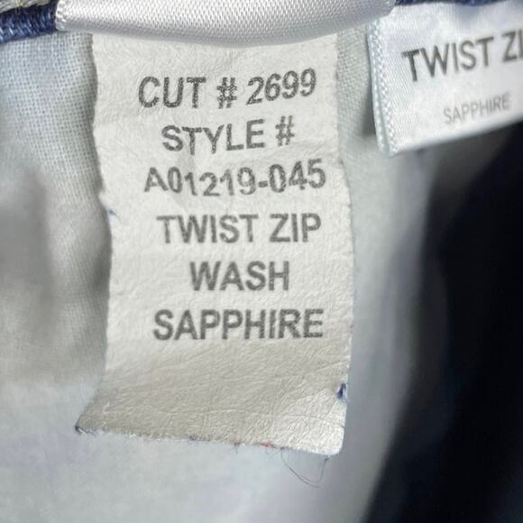 AMO Twist Zip Skinny Jeans Ankle Zipper Sapphire Blue Denim Size 30 - Picture 10 of 12